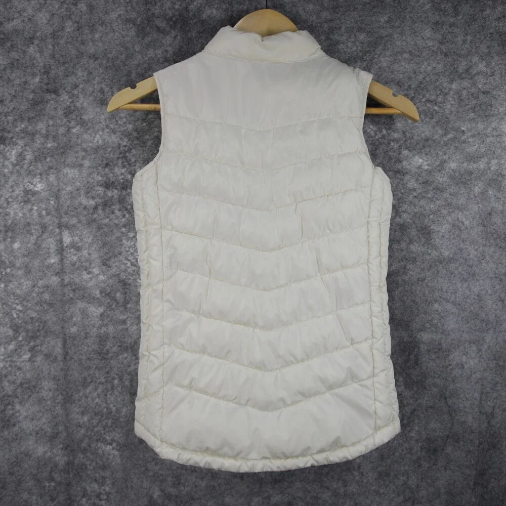 Gap Puffer Vest Girls L/XL Womens XS Off White Pink Metallic Iridescent Heart
